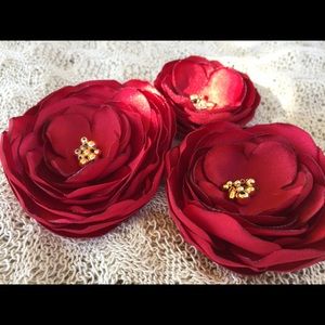 COPY - Red Flower Headpiece - Red Bridal Hair Cli…
